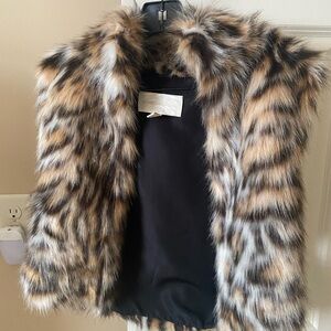 Adrienne Landau Leopard Print Faux Fur Vest